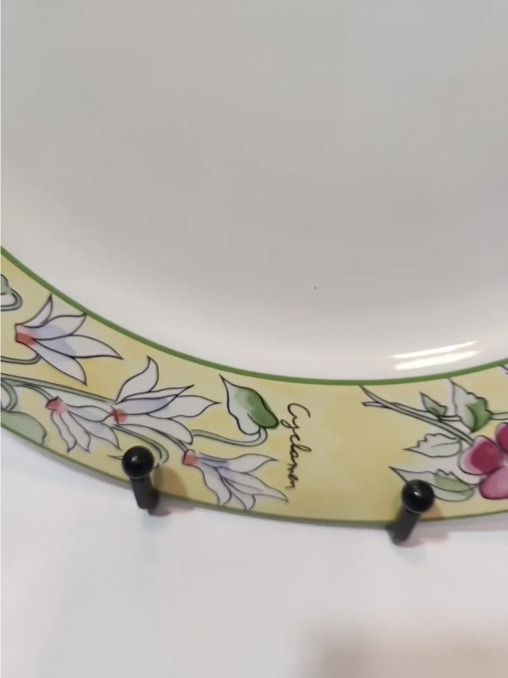 Vtg Furio Creme Brulee Stoneware Ceramic Chop Plate/Round Platter NOS Botanical